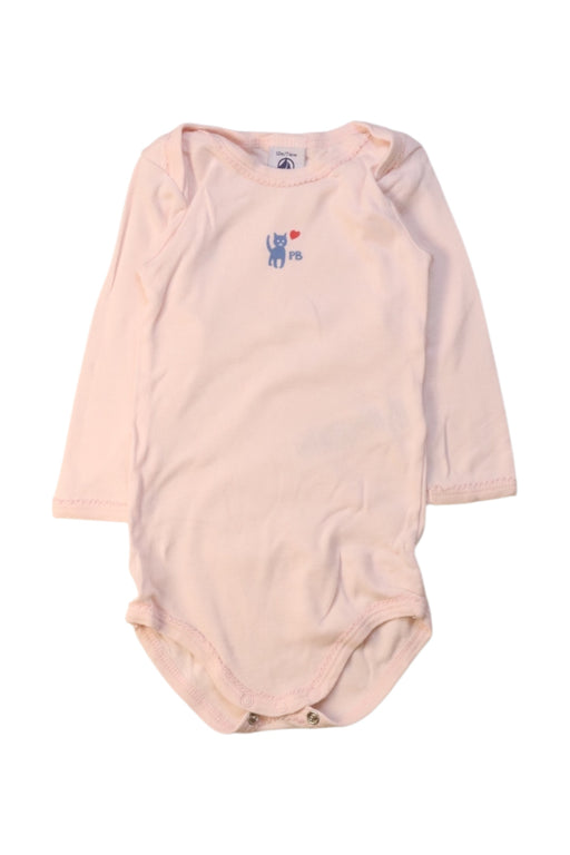 A Pink Long Sleeve Bodysuits from Petit Bateau in size 6-12M for girl. (Front View)
