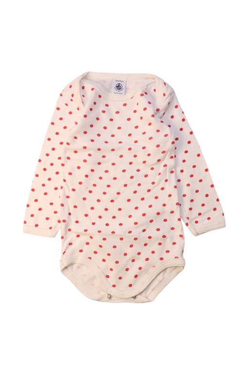 A White Long Sleeve Bodysuits from Petit Bateau in size 6-12M for girl. (Front View)