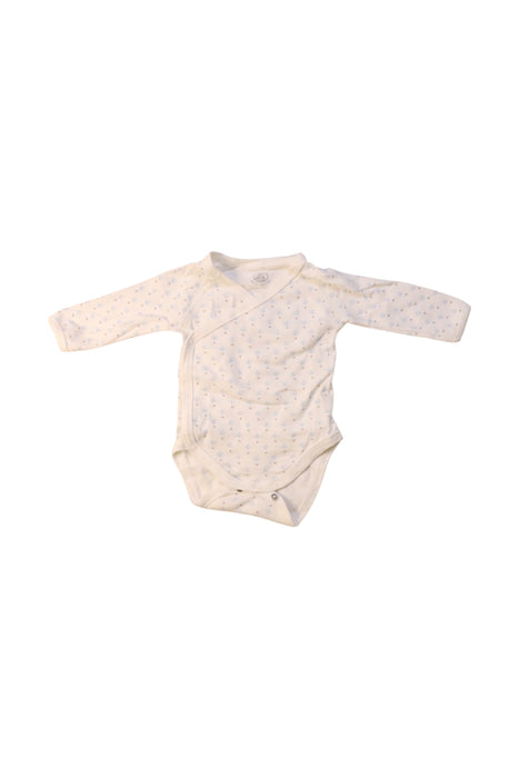 A White Long Sleeve Bodysuits from Petit Bateau in size 0-3M for boy. (Front View)