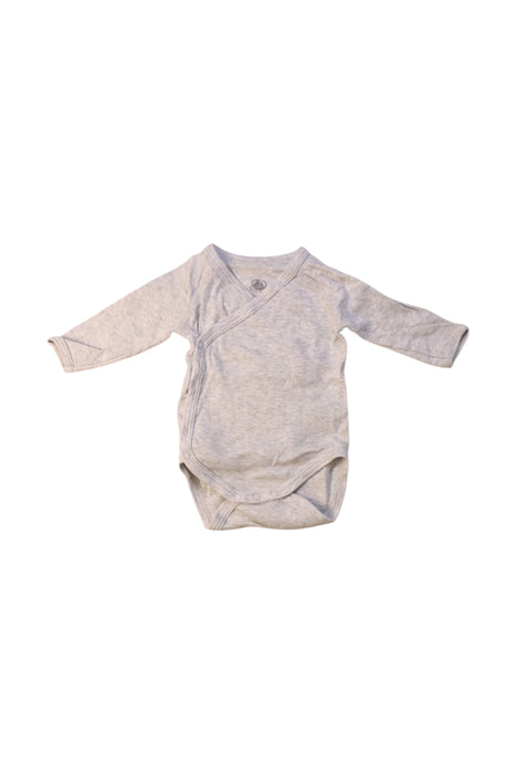 A Grey Long Sleeve Bodysuits from Petit Bateau in size 0-3M for boy. (Front View)