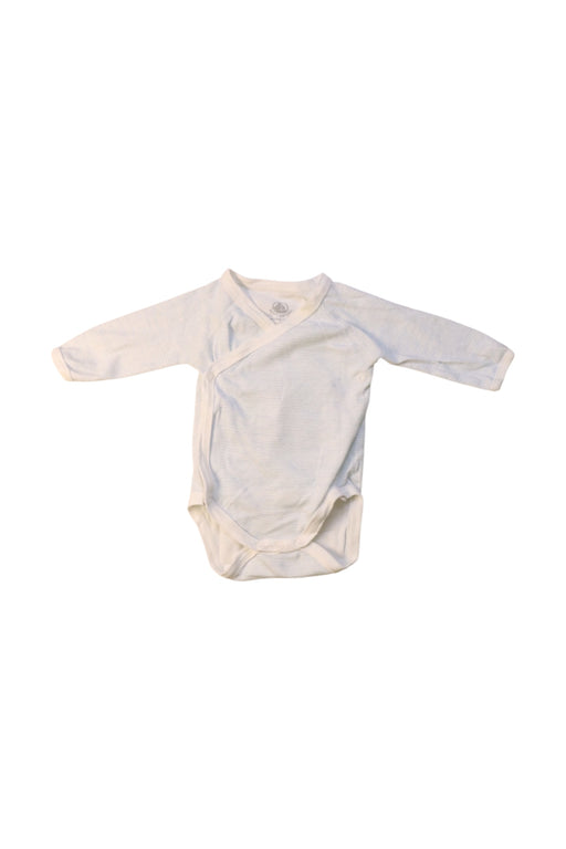 A White Long Sleeve Bodysuits from Petit Bateau in size 0-3M for boy. (Front View)