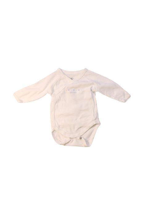 A White Long Sleeve Bodysuits from Petit Bateau in size 0-3M for boy. (Front View)