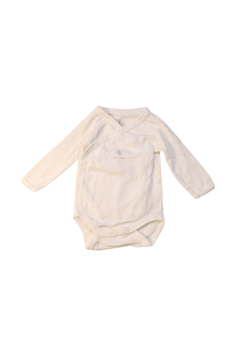 A Ivory Long Sleeve Bodysuits from Petit Bateau in size 0-3M for boy. (Front View)
