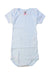 A Blue Short Sleeve Bodysuits from Petit Bateau in size 6-12M for girl. (Front View)