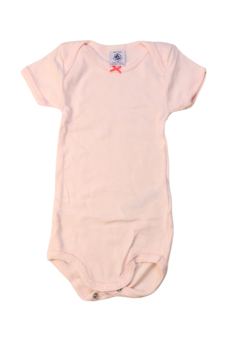 A Peach Short Sleeve Bodysuits from Petit Bateau in size 6-12M for girl. (Front View)