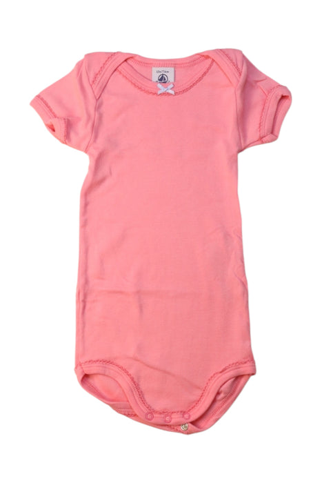 A Pink Short Sleeve Bodysuits from Petit Bateau in size 6-12M for girl. (Front View)