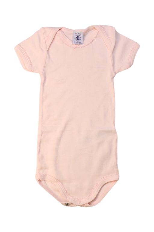 A Peach Short Sleeve Bodysuits from Petit Bateau in size 6-12M for girl. (Front View)