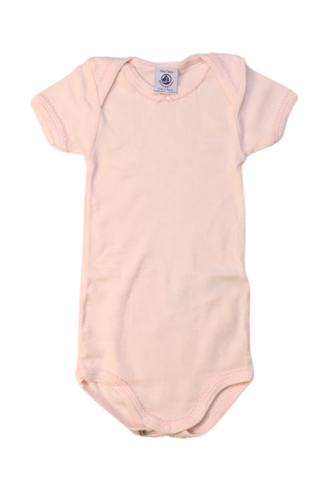 A Peach Short Sleeve Bodysuits from Petit Bateau in size 6-12M for girl. (Front View)