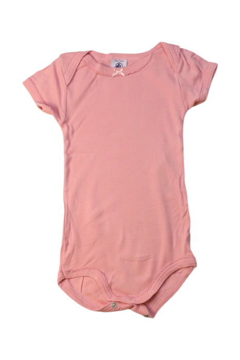 A Pink Short Sleeve Bodysuits from Petit Bateau in size 6-12M for girl. (Front View)