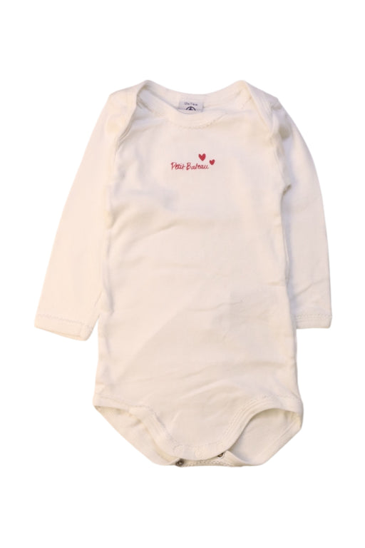 A White Long Sleeve Bodysuits from Petit Bateau in size 6-12M for girl. (Front View)