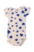 A Blue Short Sleeve Bodysuits from Petit Bateau in size 6-12M for girl. (Front View)