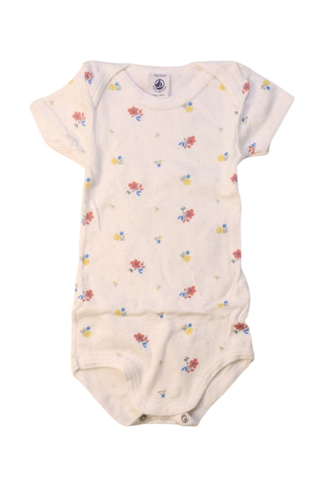 A White Short Sleeve Bodysuits from Petit Bateau in size 6-12M for girl. (Front View)