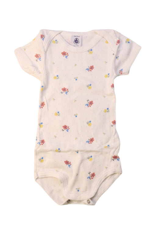 A White Short Sleeve Bodysuits from Petit Bateau in size 6-12M for girl. (Front View)