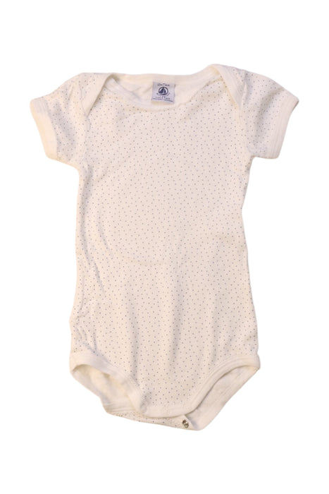 A White Short Sleeve Bodysuits from Petit Bateau in size 6-12M for girl. (Front View)
