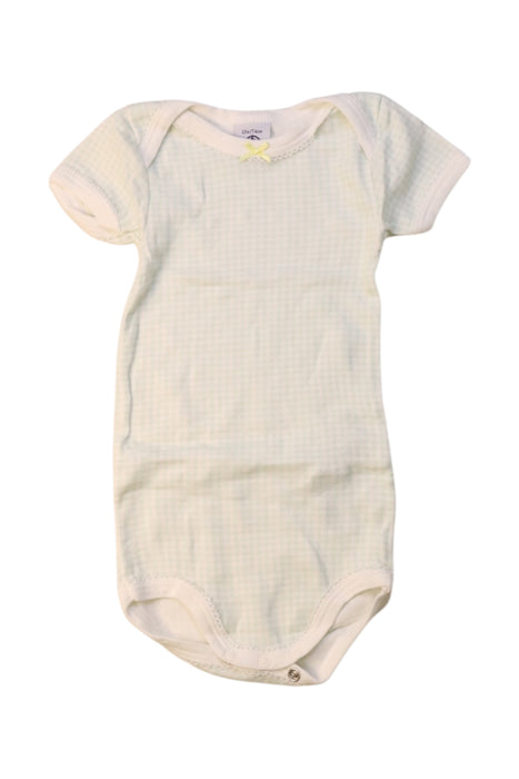A Beige Short Sleeve Bodysuits from Petit Bateau in size 6-12M for girl. (Front View)