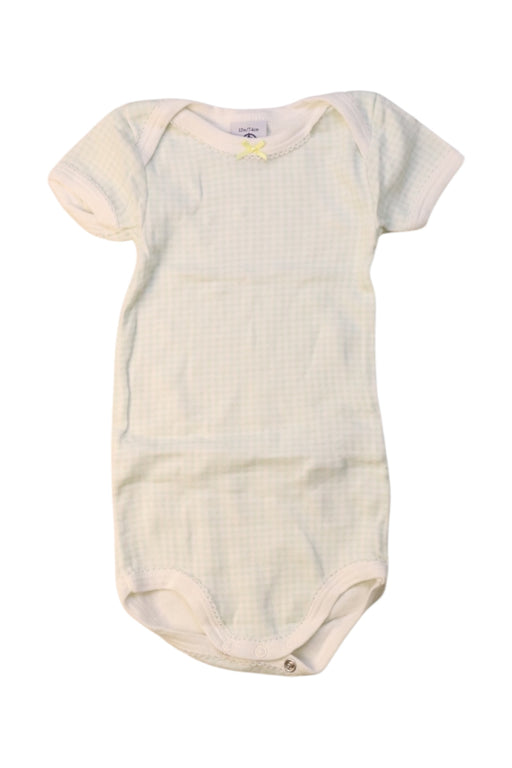 A Beige Short Sleeve Bodysuits from Petit Bateau in size 6-12M for girl. (Front View)