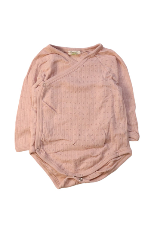 A Pink Long Sleeve Bodysuits from Nature Baby in size 0-3M for neutral. (Front View)