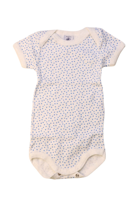 A White Short Sleeve Bodysuits from Petit Bateau in size 3-6M for girl. (Front View)
