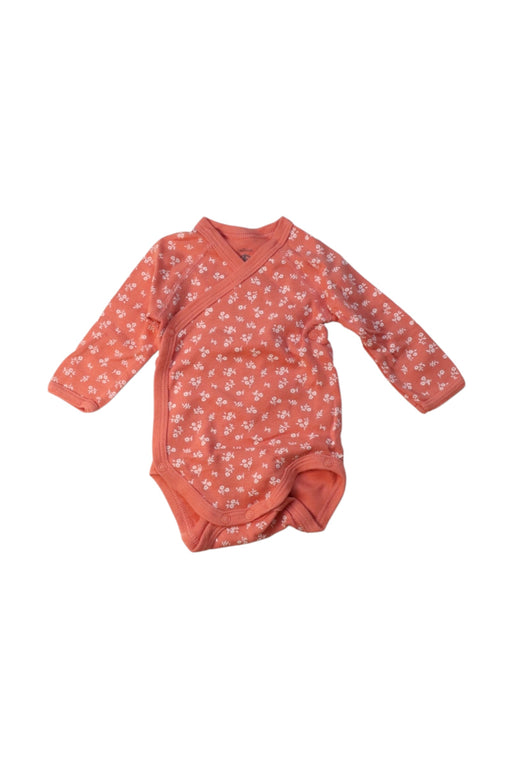 A Peach Long Sleeve Bodysuits from Petit Bateau in size 0-3M for girl. (Front View)