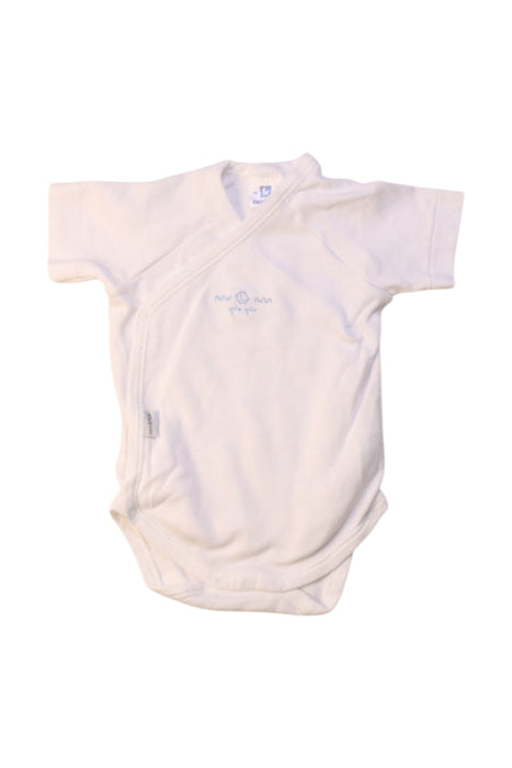 A White Short Sleeve Bodysuits from Cambrass in size 0-3M for neutral. (Front View)