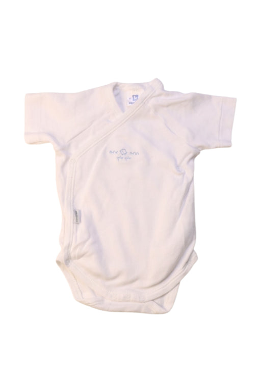 A White Short Sleeve Bodysuits from Cambrass in size 0-3M for neutral. (Front View)