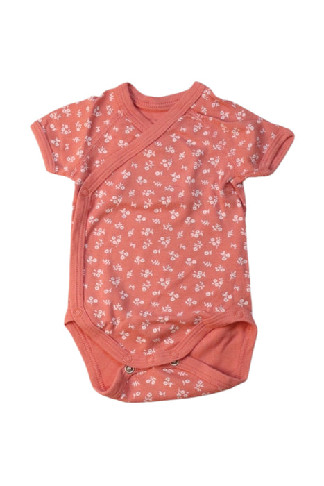 A Pink Short Sleeve Bodysuits from Petit Bateau in size 0-3M for girl. (Front View)