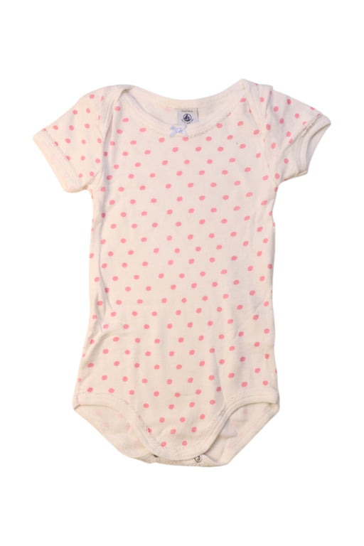 A White Short Sleeve Bodysuits from Petit Bateau in size 6-12M for girl. (Front View)