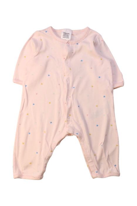 A Pink Long Sleeve Rompers from Petit Bateau in size 0-3M for girl. (Front View)