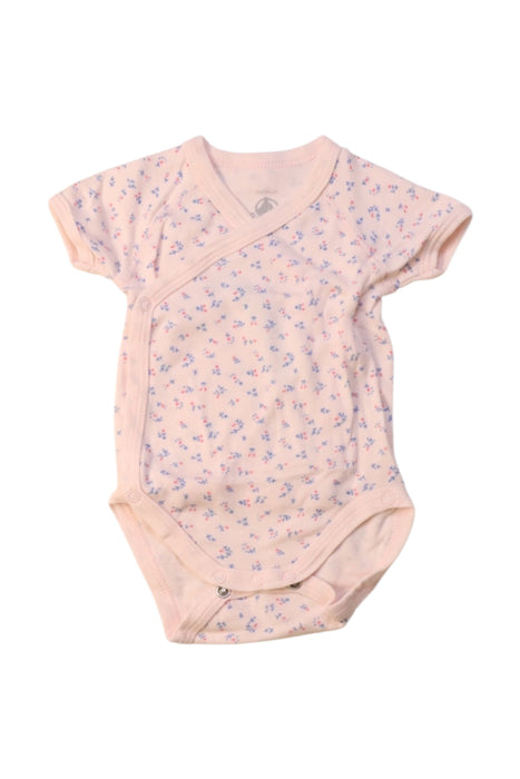 A Pink Short Sleeve Bodysuits from Petit Bateau in size 0-3M for girl. (Front View)