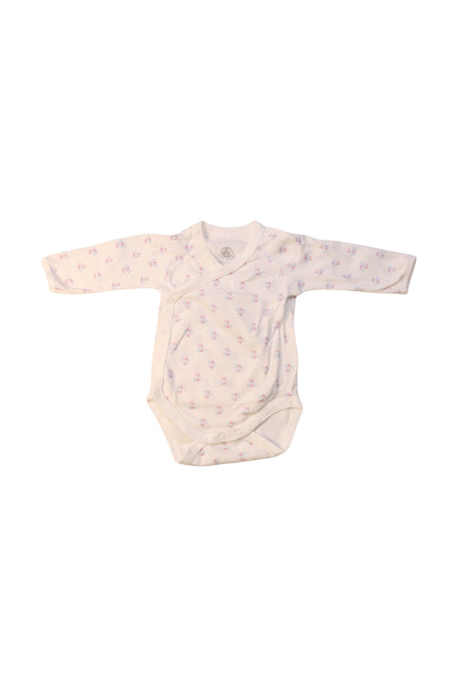 A White Long Sleeve Bodysuits from Petit Bateau in size 0-3M for girl. (Front View)