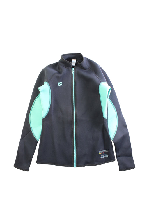 A Black Wetsuits from Arena in size 14Y for girl. (Front View)