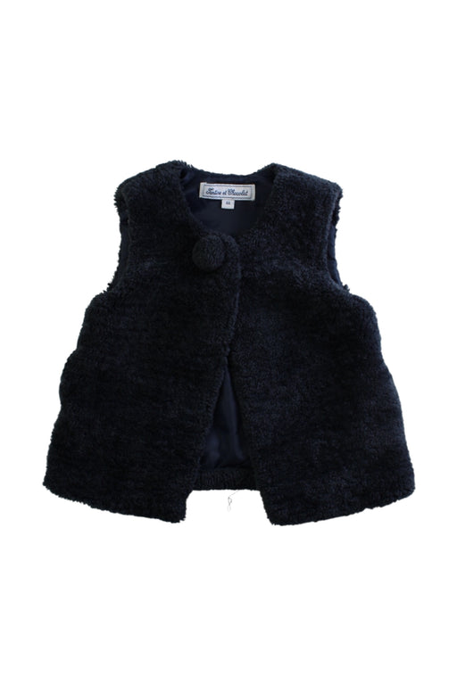 A Navy Outerwear Vests from Tartine et Chocolat in size 4T for girl. (Front View)