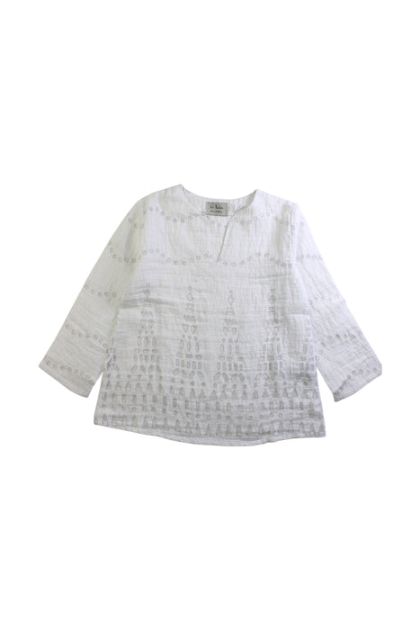 A White Long Sleeve Tops from Eliane et Lena in size 4T for girl. (Front View)