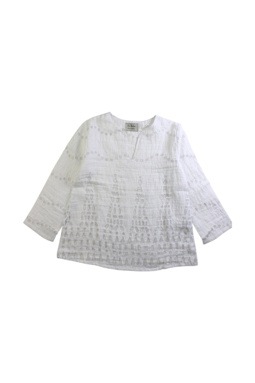 A White Long Sleeve Tops from Eliane et Lena in size 4T for girl. (Front View)
