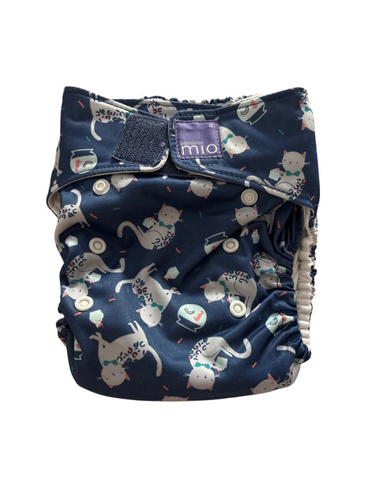 A Navy Cloth Diapers from Bambino Mio in size 6-12M for neutral. (Front View)