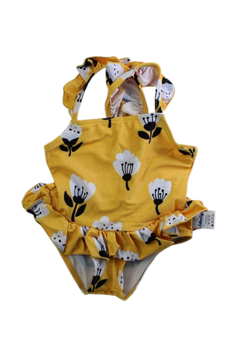 A Yellow Swimsuits from Cotton Pigs in size 3-6M for girl. (Front View)
