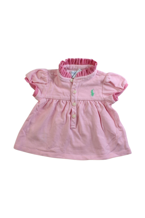 A Pink Short Sleeve Tops from Ralph Lauren in size 0-3M for girl. (Front View)