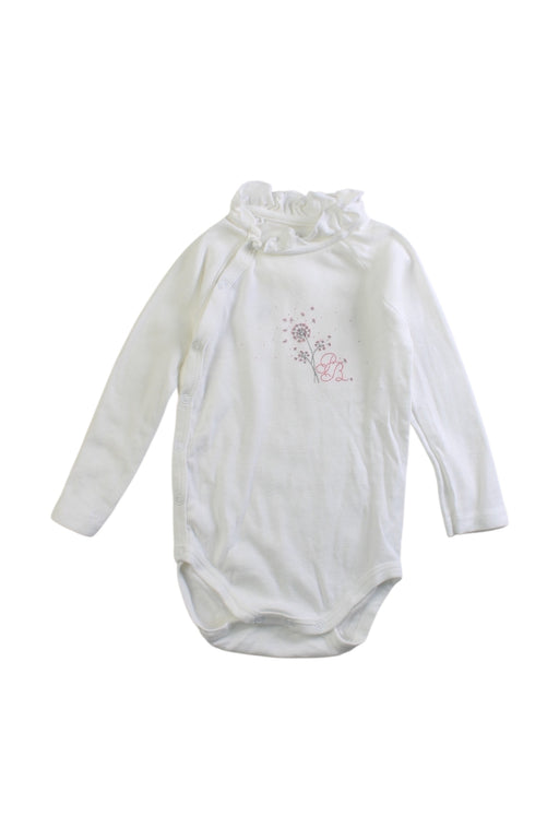 A White Long Sleeve Bodysuits from Petit Bateau in size 6-12M for girl. (Front View)