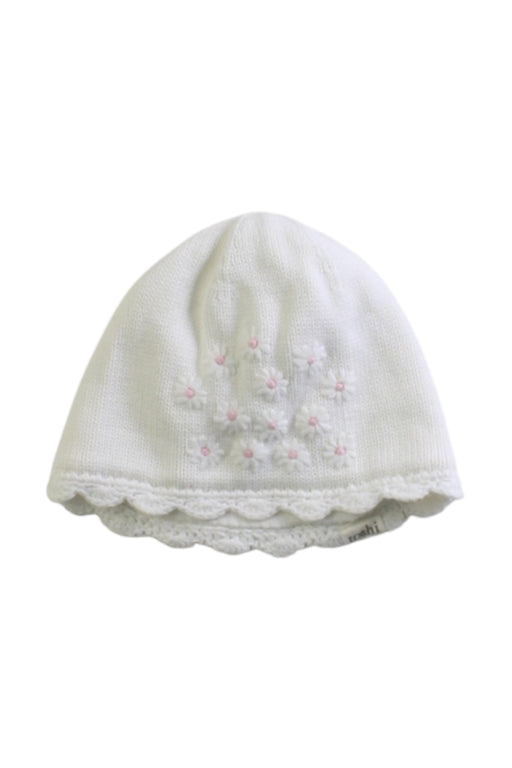 A White Beanies from Toshi in size 0-3M for girl. (Front View)