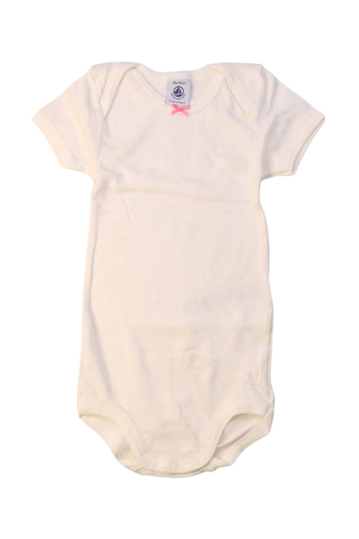 A White Short Sleeve Bodysuits from Petit Bateau in size 12-18M for girl. (Front View)