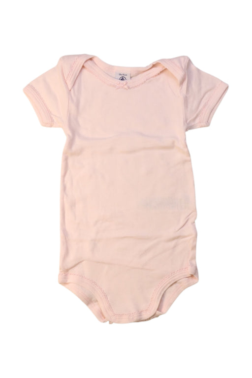 A Pink Short Sleeve Bodysuits from Petit Bateau in size 12-18M for girl. (Front View)
