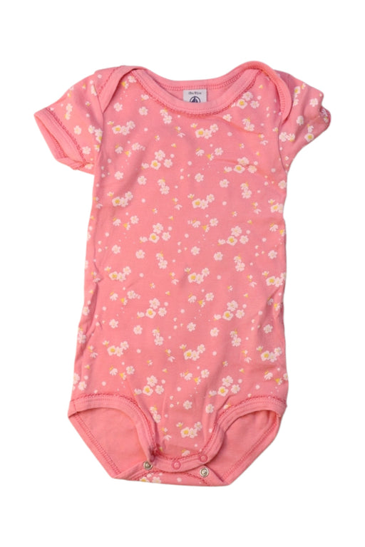 A Pink Short Sleeve Bodysuits from Petit Bateau in size 12-18M for girl. (Front View)