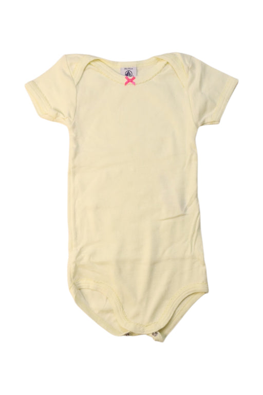 A Yellow Short Sleeve Bodysuits from Petit Bateau in size 12-18M for girl. (Front View)