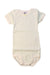 A Ivory Short Sleeve Bodysuits from Petit Bateau in size 12-18M for girl. (Front View)