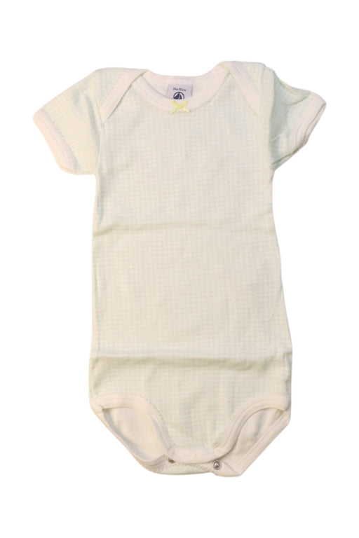 A Ivory Short Sleeve Bodysuits from Petit Bateau in size 12-18M for girl. (Front View)