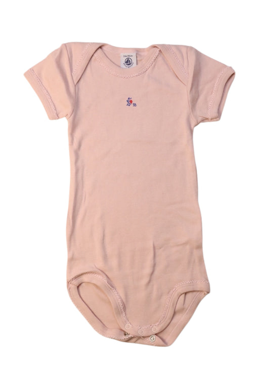 A Peach Short Sleeve Bodysuits from Petit Bateau in size 2T for girl. (Front View)