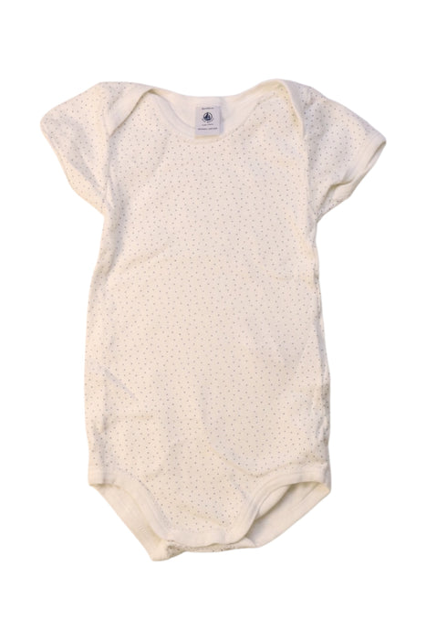 A Ivory Short Sleeve Bodysuits from Petit Bateau in size 12-18M for girl. (Front View)