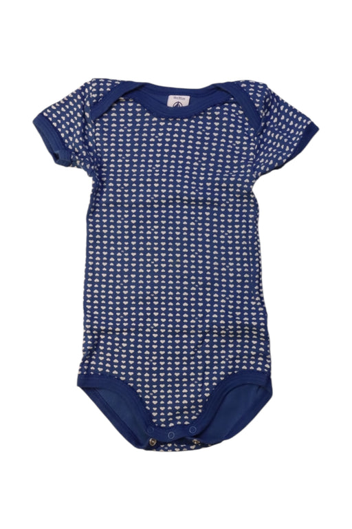 A Navy Short Sleeve Bodysuits from Petit Bateau in size 12-18M for girl. (Front View)