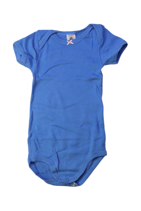 A Blue Short Sleeve Bodysuits from Petit Bateau in size 12-18M for girl. (Front View)