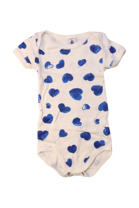 A White Short Sleeve Bodysuits from Petit Bateau in size 12-18M for girl. (Front View)